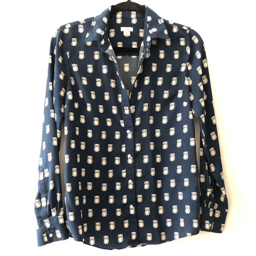 J. Crew | Silky Owl Print Blouse | XS